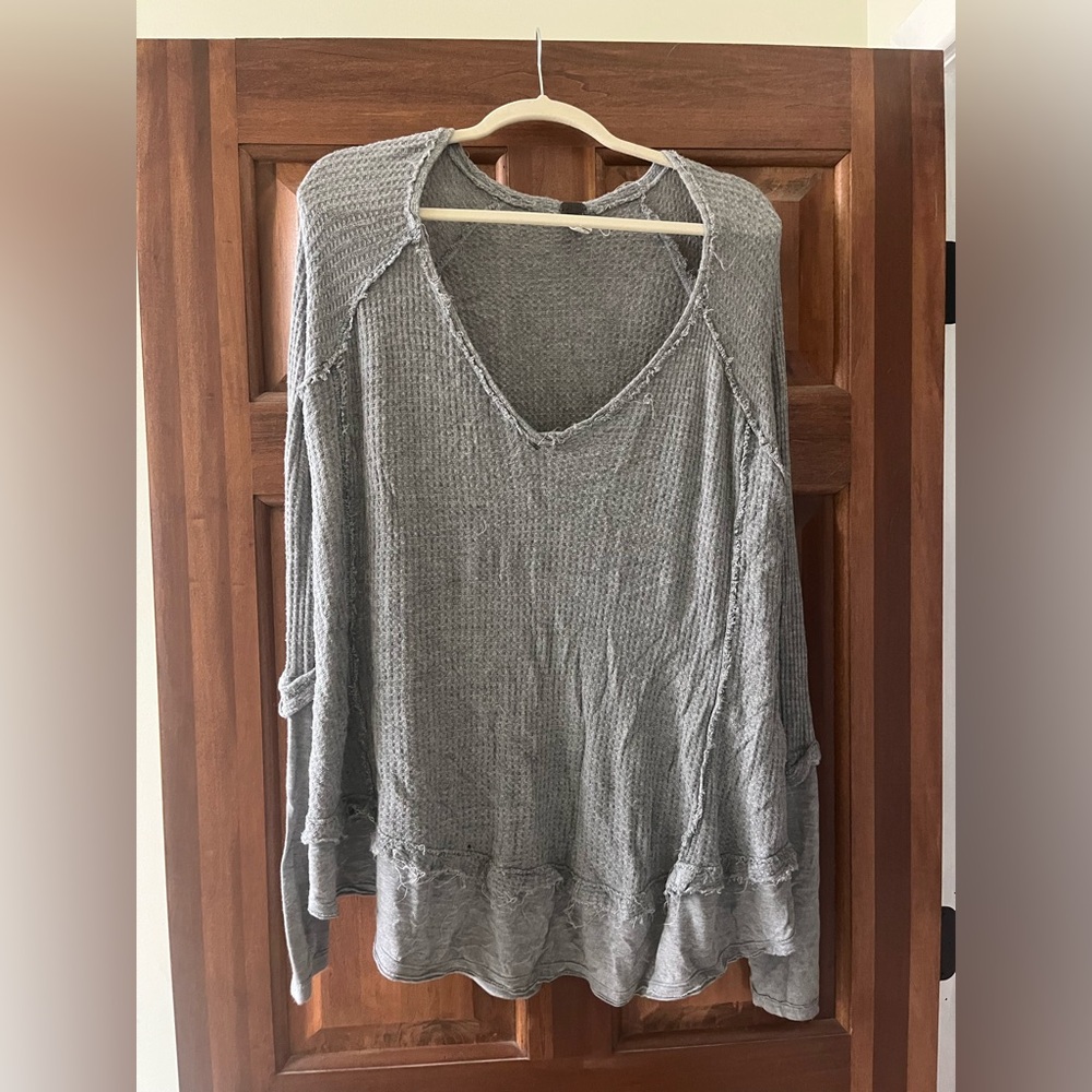 Free people long sleeve gray waffle